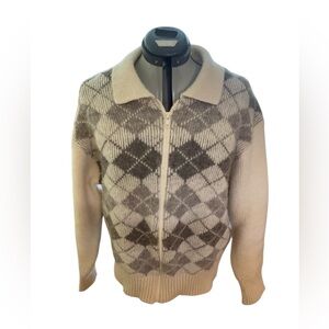 Vintage Michael Stossel argyle wool cardigan